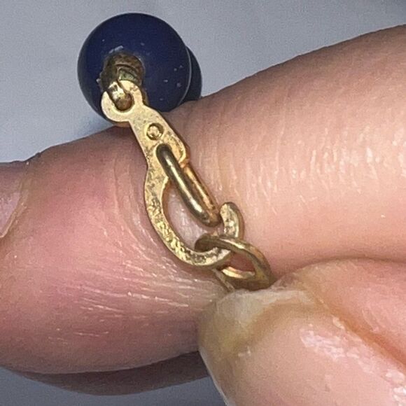 Vintage Blue Glass Bead with Gold Tone Chain‎ Necklace - Picture 5 of 11